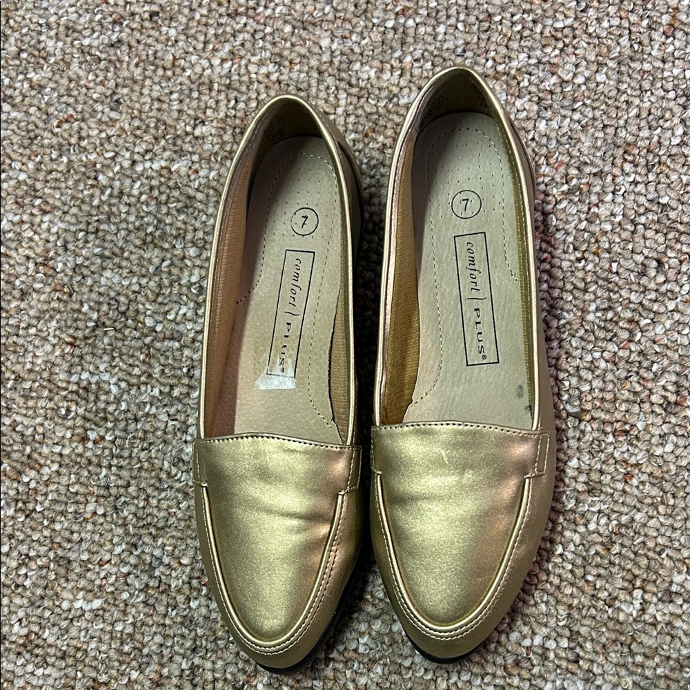 comfort plus by Predictions Metallic Gold Slip-On Loafers